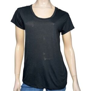 SR Style Reform Women’s Size S Black Stars on Shoulders Short Sleeve T-Shirt